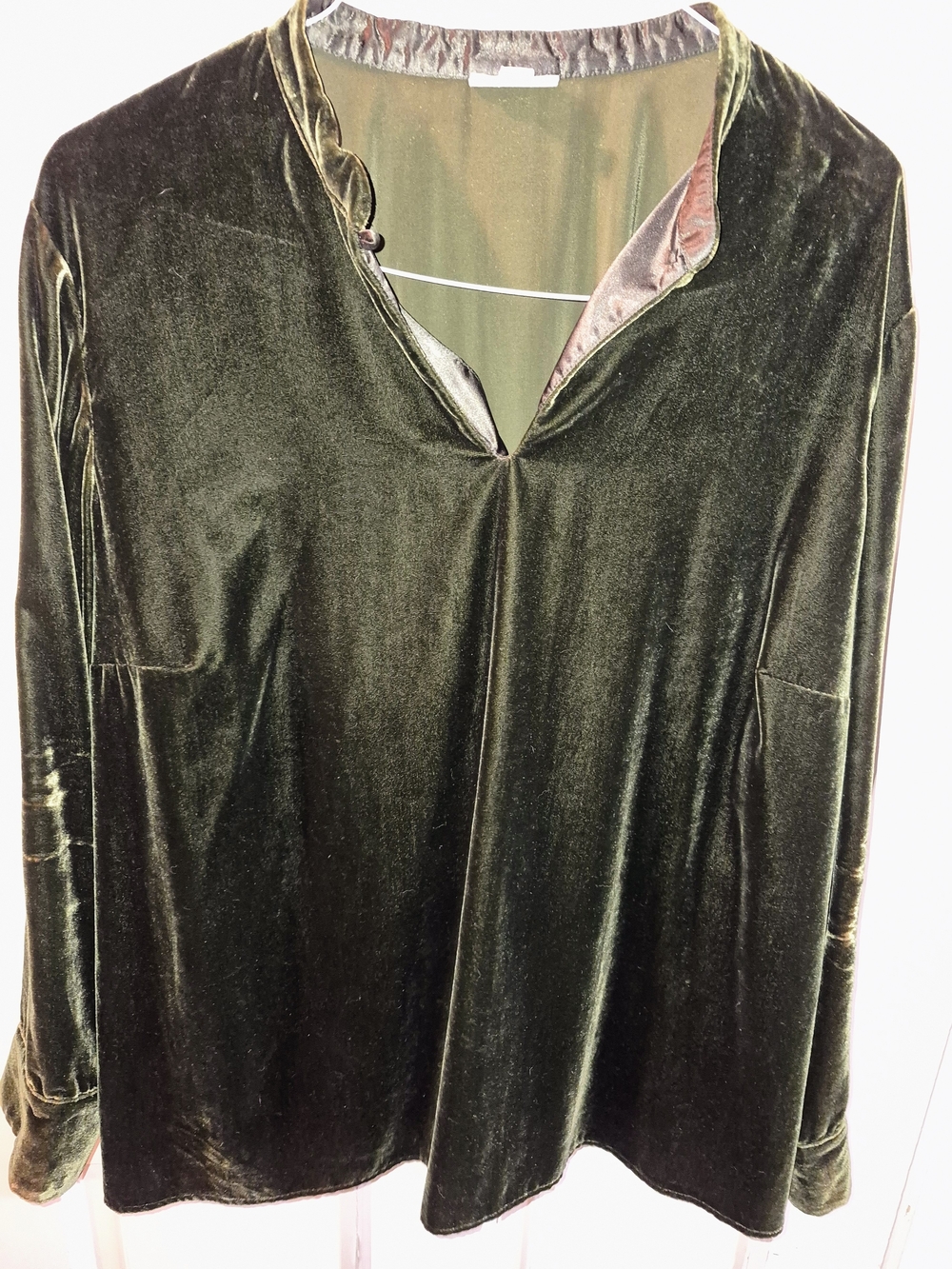 Women's Olive Green Velvet V-Neck Top By JJill